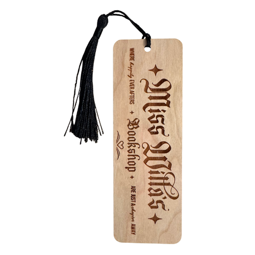 Wood Engraved Miss Willa's Bookshop Bookmark